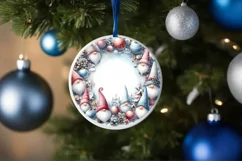Winter Gnomes White Christmas Round Ornament Sublimation PNG Product Image 4