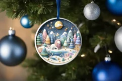Round Christmas Ornament Sublimation|Clipart Product Image 3