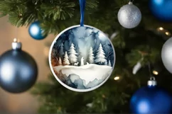 Nativity Scene Winter Round Ornament Sublimation PNG Product Image 4