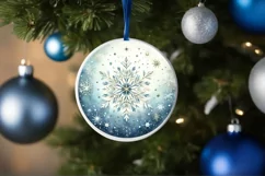 Holiday Snowflake Round Ornament Sublimation PNG Product Image 4