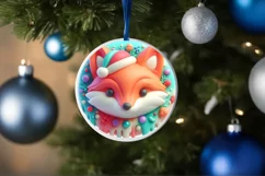 3D Martzipan Fox Round Ornament Sublimation PNG Product Image 4