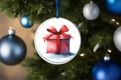 Watercolor Gift Round Ornament Sublimation PNG Product Image 4