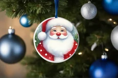 Watercolor Santa Round Christmas Image PNG Product Image 4