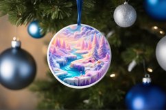 Winter Scene with Depth Round Ornament Sublimation PNG Product Image 4