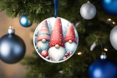 Watercolor Winter Gnomes Round Ornament Sublimation PNG Product Image 4