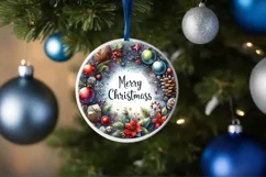Merry Christmas Round Ornament Sublimation PNG Product Image 4