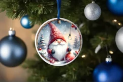 Winter Pastel Gnome Round Ornament Sublimation PNG Product Image 4