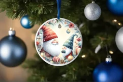 Winter Pastel Gnome Round Ornament Sublimation PNG Product Image 4