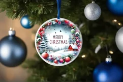 Winter Scene with Merry Christmas Sublimation PNG Product Image 1