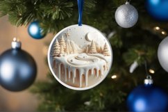 3D Winter Scene with Depth Round Ornament Sublimation PNG Product Image 4