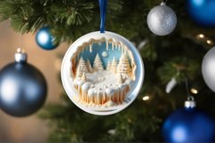 3D Winter Scene with Depth Round Ornament Sublimation PNG Product Image 4