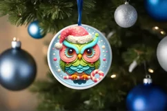 3D Martzipan Owl Round Ornament Sublimation PNG Product Image 4