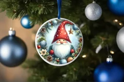 Gnome Winter Scene Round Ornament Sublimation PNG Product Image 4