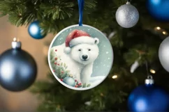 Watercolor Round Christmas Ornament Sublimation PNG Product Image 4