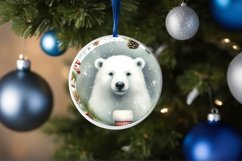 Colorful Polar Bear Round Ornament Sublimation PNG Product Image 1