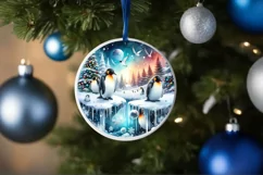 3D Winter Scene with Penguins Sublimation PNG Product Image 4