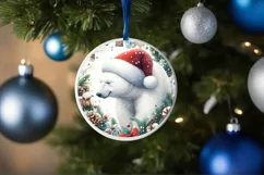 Polar Bear Round Ornament Sublimation PNG Product Image 4