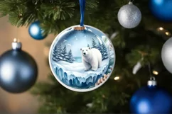 Winter Polar Bear Ornament Sublimation PNG Product Image 1