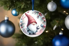 Colorful Pastel Christmas Gnome Round Ornament Sublimation Product Image 4