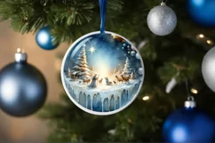 Winter Nativity Scene Ornament Sublimation PNG Product Image 1