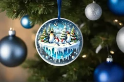 Penguins Snow Globe Round Ornament Sublimation PNG Product Image 4