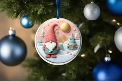 Round Christmas Ornament Sublimation|Clipart Product Image 3