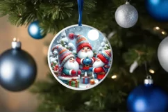 Winter Gnomes Round Ornament Sublimation PNG Product Image 4