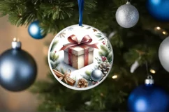 Winter Gift Round Ornament Sublimation PNG Product Image 4