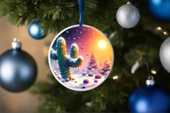 Winter Cactus Ornament Sublimation PNG Product Image 4
