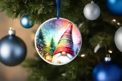 Colorful Pastel Gnome Round Ornament Sublimation PNG Product Image 4