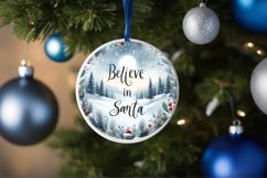 Winter Scene Believe in Santa Round Ornament Sublimation PNG Product Image 4