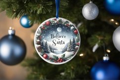 Winter Scene Believe in Santa Round Ornament Sublimation PNG Product Image 4