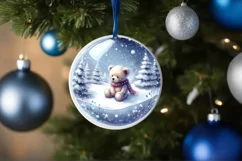 Winter Teddy Bear Ornament Sublimation PNG Product Image 1