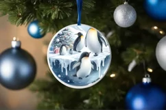 Winter Penguin Ornament Sublimation PNG Product Image 4