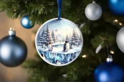 Winter Penguin Ornament Sublimation PNG Product Image 1
