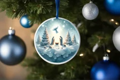 Winter Nativity Scene Ornament Sublimation PNG Product Image 1