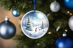 Winter Scene with Elf Round Christmas Ornament Sublimation Product Image 4