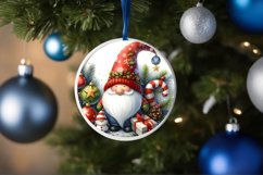 Christmas Gnome Round Ornament Sublimation PNG Product Image 4