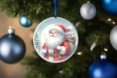 Santa Pastel Round Ornament Sublimation PNG Product Image 4