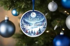 Colorful Santa Round Ornament Sublimation PNG Product Image 4