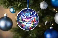 Colorful Santa Round Ornament Sublimation PNG Product Image 1