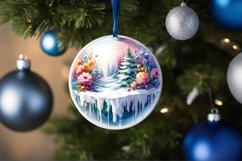 Winter Scene with Flowers Round Ornament PNG Product Image 4