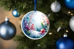 Winter Scene with Flowers Round Ornament PNG Product Image 4