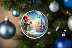 Pastell 3D Elf Winter Scene Sublimation PNG Product Image 1