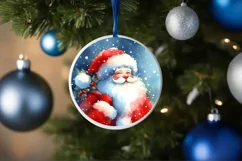 Colorful Santa Round Ornament Sublimation PNG Product Image 1