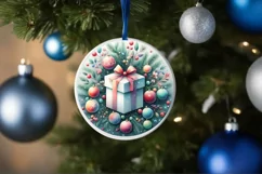 Colorful Winter Gift Round Ornament Sublimation PNG Product Image 4