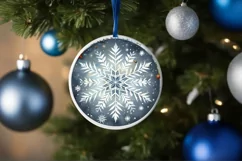 Snowflake Round Ornament Sublimation PNG Product Image 4