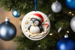 3D Martzipan Penguin Round Christmas Ornament Sublimation Product Image 4