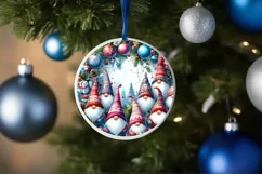 Winter Gnomes Watercollor Christmas Ornament Sublimation Product Image 4