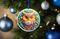 3d Martzipan Owl Christmas Ornament Sublimation PNG Product Image 4